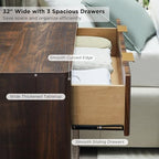 T4TREAM 32" Fluted 3 Drawer Dresser for Bedroom, Dark Walnut - Image 5