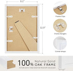 puthiac 8x12 Solid Oak Wood Picture Frames, White, 3 Pack - Image 3