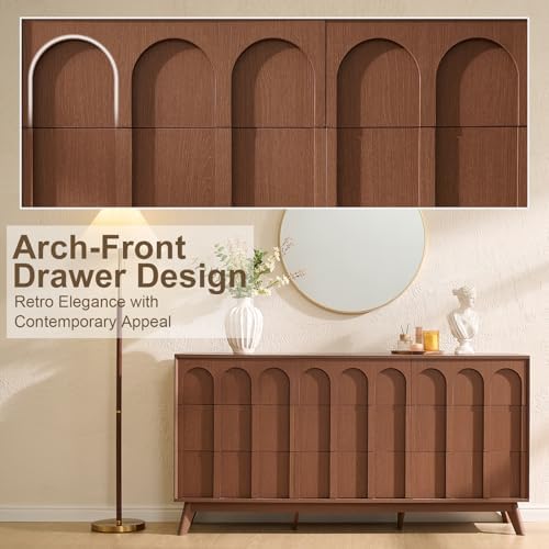 Oak&Sparrow Mid Century Dresser for Bedroom, 9 Drawer Dresser with Arched Front, 63'' Wide Chest of Drawers Wood Storage Organizer for Living Room - Image 3