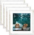 Hongkee 20x20 Frame Set of 4, 20 x 20 Distressed White Wood(Mat 16x16) by Hongkee