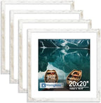 Hongkee 20x20 Frame Set of 4, 20 x 20 Distressed White Wood(Mat 16x16) by Hongkee