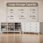 Xixini Dresser for Bedroom, 9 Drawer Wide Modern Chest of Drawers with X-Shaped Sturdy Base, Wood Double Dresser Closet Clothes Storage Organizer, Wooden TV Stand for Living Room, Hallway, White - Image 3