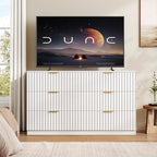 47.2" Wide Fluted 6 Drawer Dresser for Bedroom, White - Image 7
