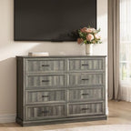 Farmhouse 8 Drawer Dresser for Bedroom, 55" Grey Dresser with TV Stand - Image 6