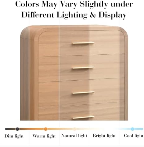 Curved Drawer Dresser for Bedroom with 5 Drawers, 31'' Wide Chest of Drawer - Image 3
