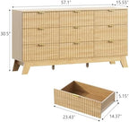 Wodeer 9 Drawer Fluted Dresser for Bedroom, Mid Century Modern Wooden Dresser with 9 Drawers, Dressers & Chests of Drawers with Metal Handle, TV Stand & Storage Organizer for Entryway, Hallway, Oak - Image 2