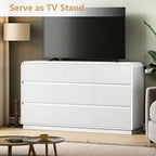 Wodeer White Dresser Fluted 9 Drawers Dresser for Bedroom, 59" Wide Wood Chest of Drawers with Hidden Handles & Rounded Corners, Modern TV Stand Storage Cabinet for Living Room, Hallway, Entryway - Image 3