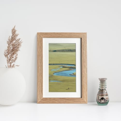 4x6 Picture Frame, Solid Oak Wood 4x6 Frames with Mat to 3x5 - Image 2