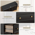 CARPETNAL 47" Black Dresser for Bedroom with Modern Gold Handles & 6 Drawer - Image 5