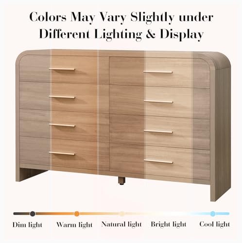 Curved Drawer Dresser for Bedroom with 8 Drawers, 54'' Wide Chest of Drawer - Image 3