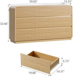 Wodeer Oak Dresser Fluted 9 Drawers Dresser for Bedroom, 59" Wide Wood Chest of Drawers with Hidden Handles & Rounded Corners, Modern TV Stand Storage Cabinet for Living Room, Hallway, Entryway - Image 2