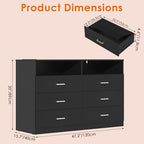Bigbiglife Dresser for Bedroom, 6 Drawer Dresser with Charging Station and Led Light, Modern Chest of Drawers for Bedroom, Living Room,Black - Image 3