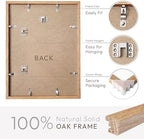 12x16 Picture Frame, Solid Oak Wood 12x16 Frames with Mat to 8.5x11 - Image 4