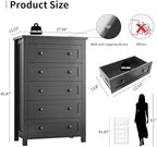 Xixini 45.5" Tall 5-Drawer Dresser for Bedroom, Chest of Drawers, Black - Image 2