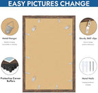 Hongkee 12x18 Picture Frame Set of 4, 12 x 18 Rustic Brown Wood(Mat 8.5x11) - Image 5