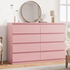 Modern 8 Drawer Dresser, Simply Chest of Drawers for Bedroom, Wood Storage Dresser with Deep Drawers for Living Room/Hallway/Entryway (Pink) by Unknown