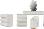 homary White 2-Piece Makeup Vanity & Smart Nightstand Set, Modern Vanity Table - Image 9