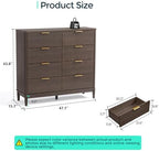 LINSY HOME Fluted Dresser for Bedroom with 8 Drawers, 47" Wide Mid Century Modern Dressers, Tall Boho Chest of Drawer, Large Wood Accent Storage Cabinet for Living Room, Curved Profile Design, Walnut - Image 2