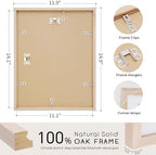 puthiac 11x14 Solid Oak Wood Picture Frame, Natural Oak, 1 Pack - Image 3