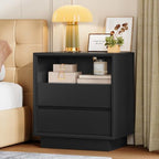 TEENFON Night Stand with 2 Drawers and Open Shelf, Nightstand Bedside Table with Cut-Out Handle, End Table for Bedroom, Black, 17.7″ L × 15.7″ W × 23.6″ H - Image 4