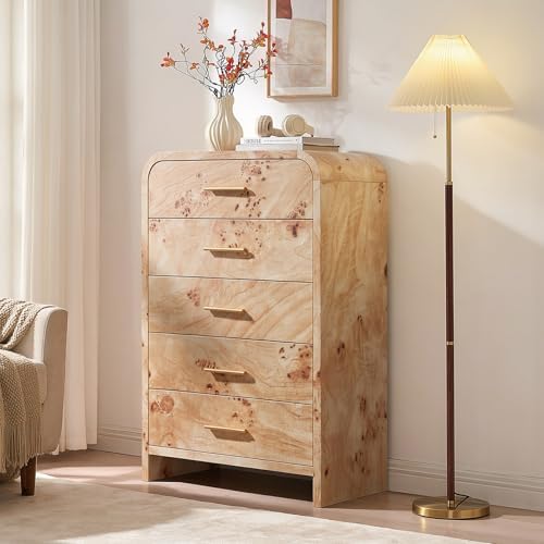 Curved Drawer Dresser for Bedroom with 5 Drawers, 31'' Wide Chest of Drawer by TheBeautyofRusticRefined