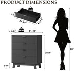 BORNOON 39" Tall Dresser for Bedroom, 4-Drawer Fluted Chest of Drawers, Modern Wood Highboy with Deep Storage, Metal Slides & Handles, Anti-Tip Kit, Vertical Clothes Organizer for Apartment, Nursery - Image 2
