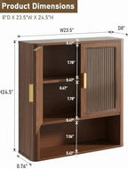 INNOD Bathroom Storage Cabinet, Medicine Cabinet with Adjustable Wood Shelf & Doors, Over The Toilet Storage Cabinet for Laundry Room & Kitchen & Living Room (Walnut) - Image 2
