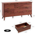 GarveeHome Fluted Dresser for Bedroom with 9 Deep Drawers, Walnut - Image 2