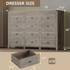 BORNOON 12-Drawer Dresser, Modern Wooden Storage Chest of Drawers, Dresser TV Stand, Wood Drawer Organizer with Metal Handles for Bedroom, Living Room, Hallway - Image 2