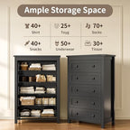 Xixini 45.5" Tall 5-Drawer Dresser for Bedroom, Chest of Drawers, Black - Image 4