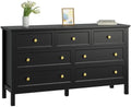 CARPETNAL 55" Black Dresser for Bedroom with 7 Drawers & Modern Gold Handle by CARPETNAL