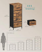 SONGMICS Dresser for Bedroom, Tall Dresser with 4 Fabric Drawers - Image 2