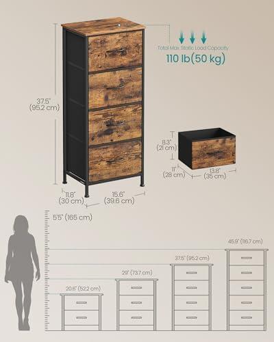 SONGMICS Dresser for Bedroom, Tall Dresser with 4 Fabric Drawers - Image 2