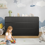 BORNOON Dresser for Bedroom with 9 Drawers, Fluted Chest of Drawers with Round Curved Corner, Hidden Handles, Modern Wood Storage Organizer for Bedroom, Nursery, Living Room - Image 7