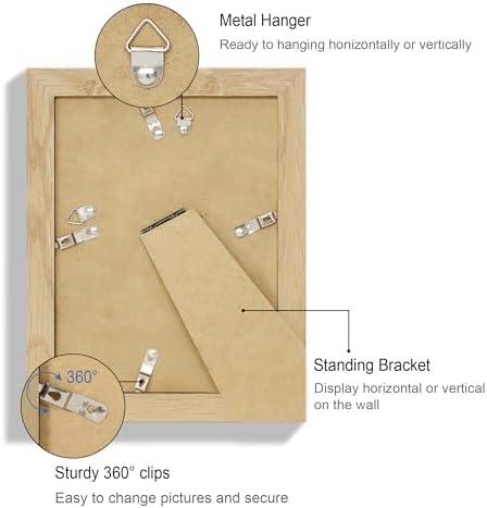 Hongkee 6x8 Picture Frame Set of 4, Made of Real Glass and Natural Oak Frame - Display Picture 4x6 with Mat or 6x8 Without Mat, 6 by 8 Photo for Wall or Tabletop - Image 5