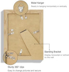 Hongkee 6x8 Picture Frame Set of 4, Made of Real Glass and Natural Oak Frame - Display Picture 4x6 with Mat or 6x8 Without Mat, 6 by 8 Photo for Wall or Tabletop - Image 5