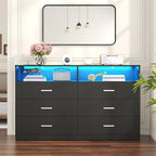 Bigbiglife Dresser for Bedroom, 6 Drawer Dresser with Charging Station and Led Light, Modern Chest of Drawers for Bedroom, Living Room,Black - Image 2