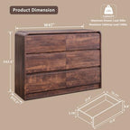 Aitjunz Modern 6 Drawers Dresser for Bedroom, 47" Wide Wood Dressers, Brown - Image 2