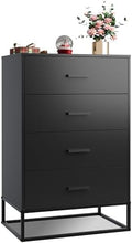 WLIVE Black Dresser for Bedroom with 4 Drawers, Tall Dresser with Sturdy Metal Frame, Wood Chest of Drawers for Closet, Living Room, Hallway by WLIVE