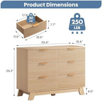 DUMOS Fluted Dresser for Bedroom, Wide Modern Storage Organizer, 6 Drawers - Image 2