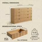 FURSUN Fluted 8 Drawers Dresser for Bedroom, 55" Wide Wooden Dresser with Metal Handle, Curved Profile Design, Modern Storage Organizer for Bedroom, Living Room, Hallway, Natural Oak - Image 2