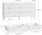 Fluted Dresser for Bedroom with 8 Drawers, Wooden Dresser with Metal Handle, White Dresser for Bedroom, Wood Closet for Hallway, Modern Storage Organizer for Living Room BDR104WW - Image 2