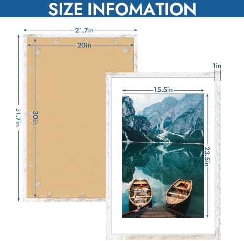 Hongkee 20x30 Frame Set of 4, 20 x 30 Distressed White Wood(Mat 16x24) - Image 3