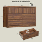 LYNSOM Walnut Fluted 6 Drawer Dresser for Bedroom, Curved Edge, 50" Wide - Image 2