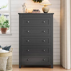 Xixini 45.5" Tall 5-Drawer Dresser for Bedroom, Chest of Drawers, Black - Image 3