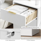 7 Drawer Dresser & 3-Drawer Nightstand Set 3-Piece, White丨Bedroom Dressers and Night Stand Set of 2, Fluted Modern Wood Chest of Drawers Storage Dressers Set for Bedroom - Image 6