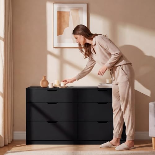 YESHOMY Black Dresser for Bedroom, 47.2" Modern Wood Chest with 6 Drawers - Image 7