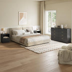 8 Drawer Dresser & 1-Drawer Nightstand Set 3-Piece, Black丨55 Wide Bedroom Dresser Set Night Stand Set of 2, Fluted Modern Wood Chest of Drawers Storage Dressers Set for Bedroom - Image 3
