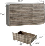Wodeer Grey Dresser Fluted 9 Drawers Dresser for Bedroom, 59" Wide Wood Chest of Drawers with Hidden Handles & Rounded Corners, Modern TV Stand Storage Cabinet for Living Room, Hallway, Entryway, Gray - Image 2