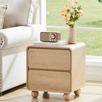 AVZEAR Modern 2 Drawer Dresser, 2 Drawer Nightstand Small Wooden Dresser Chest of Drawers, Handle Free & Curved Profile Design Sofa End Table for Living Room, Nursery, Natural - Image 4